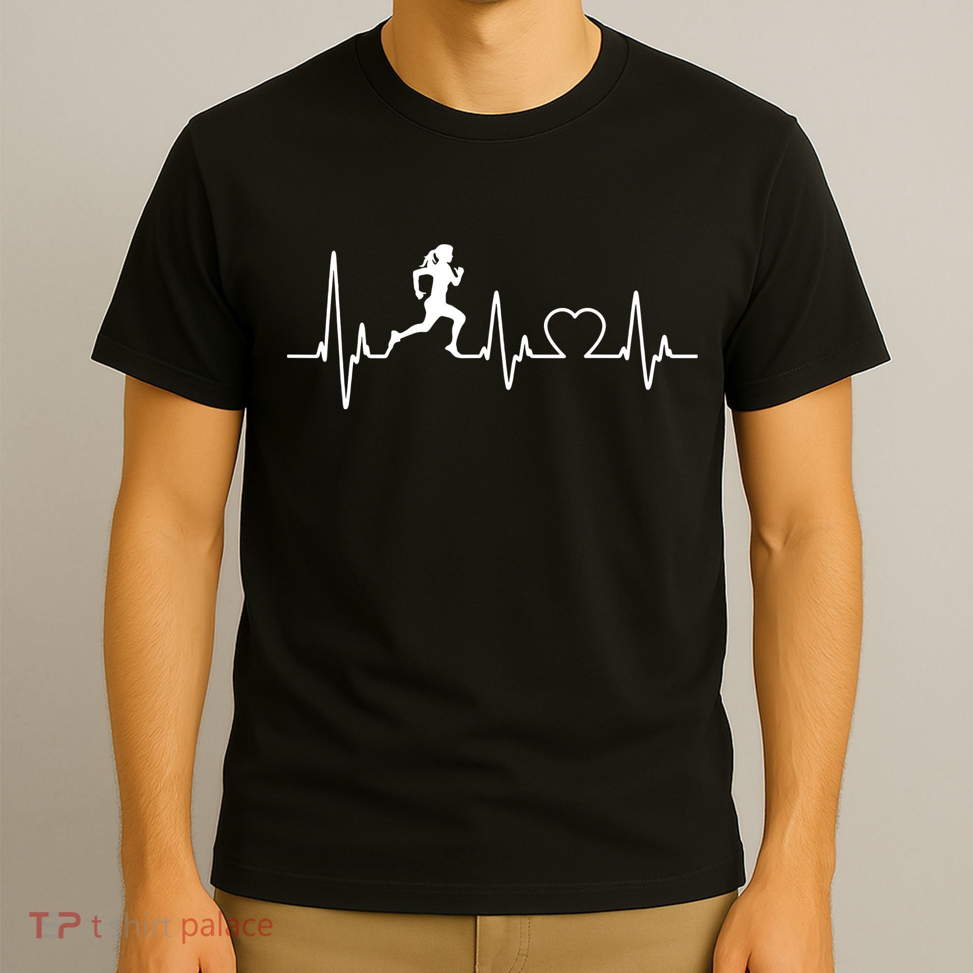 Running Girl Heartbeat 5k Marathon Female Athlete Runner T-Shirt