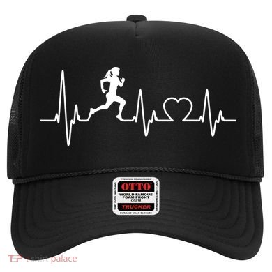 Running Girl Heartbeat 5k Marathon Female Athlete Runner Hat