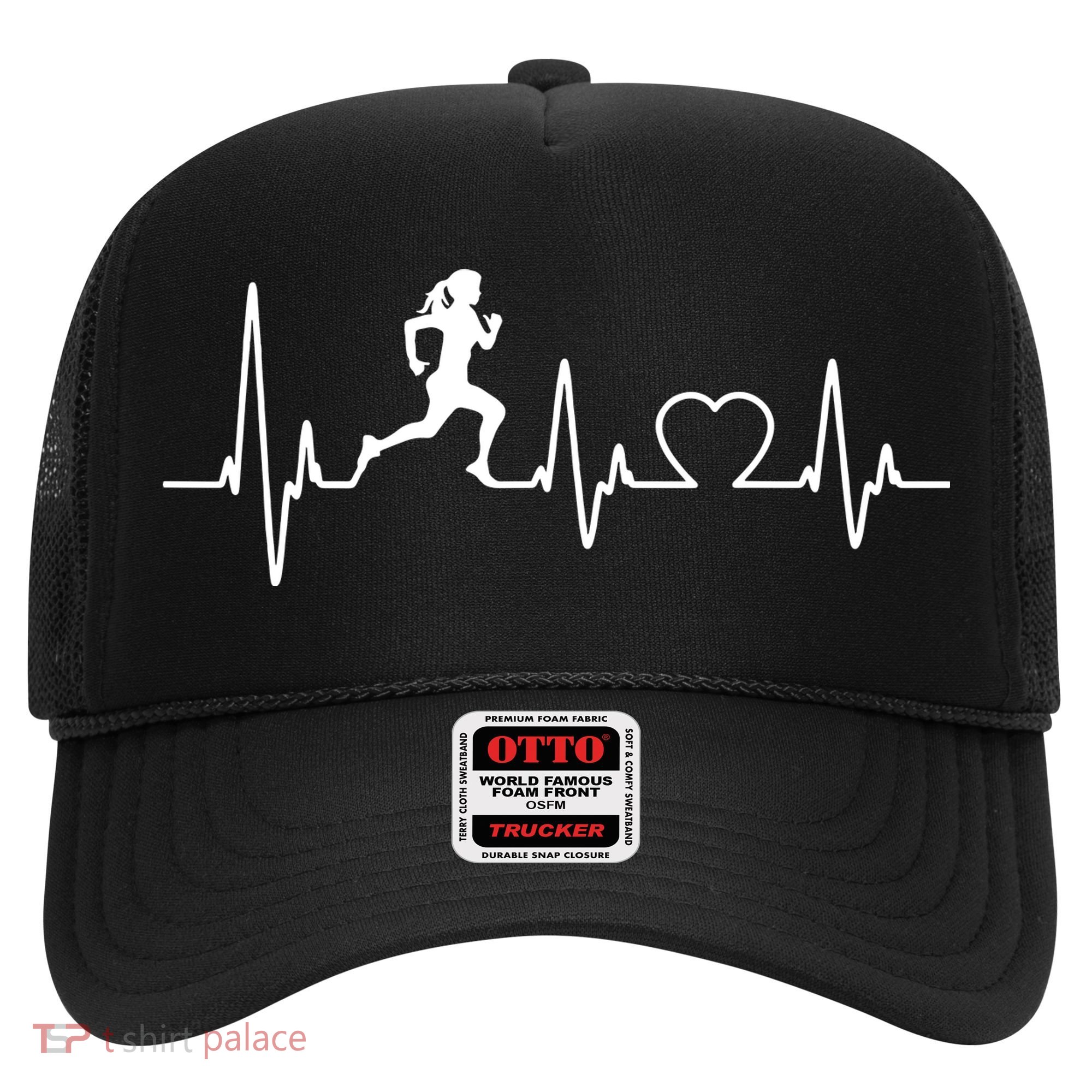 Running Girl Heartbeat 5k Marathon Female Athlete Runner Hat