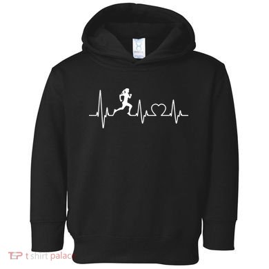 Running Girl Heartbeat 5k Marathon Female Athlete Runner Toddler Hoodie