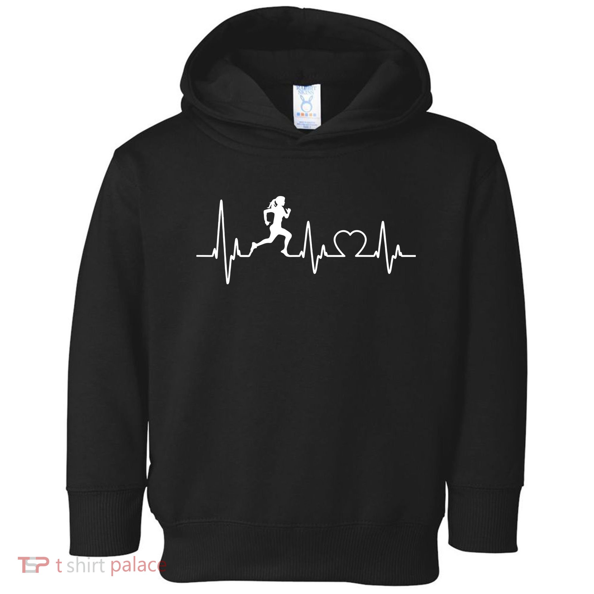 Running Girl Heartbeat 5k Marathon Female Athlete Runner Toddler Hoodie
