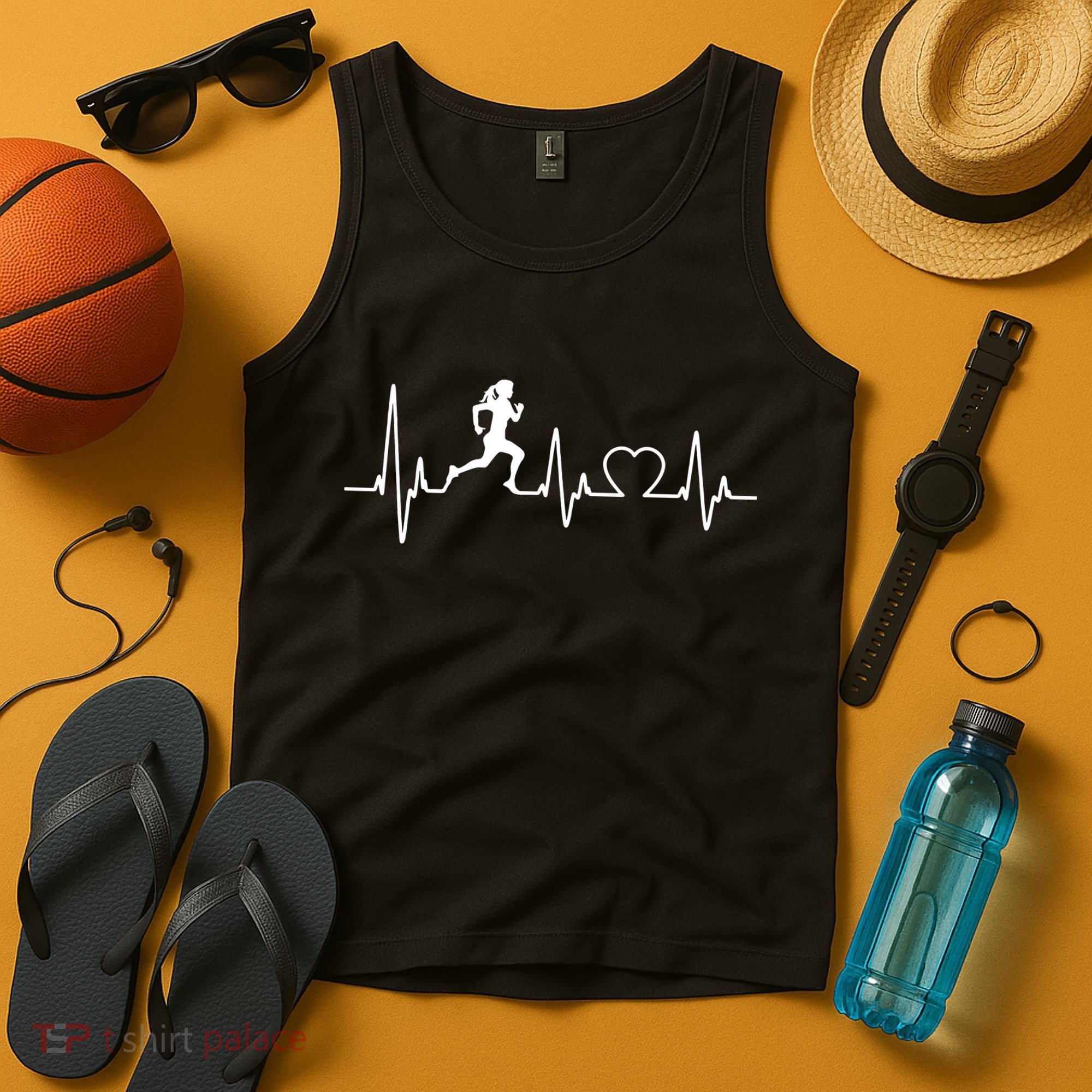 Running Girl Heartbeat 5k Marathon Female Athlete Runner Tank Top