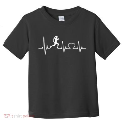 Running Girl Heartbeat 5k Marathon Female Athlete Runner Toddler T-Shirt
