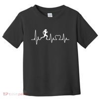 Running Girl Heartbeat 5k Marathon Female Athlete Runner Toddler T-Shirt thumb 0