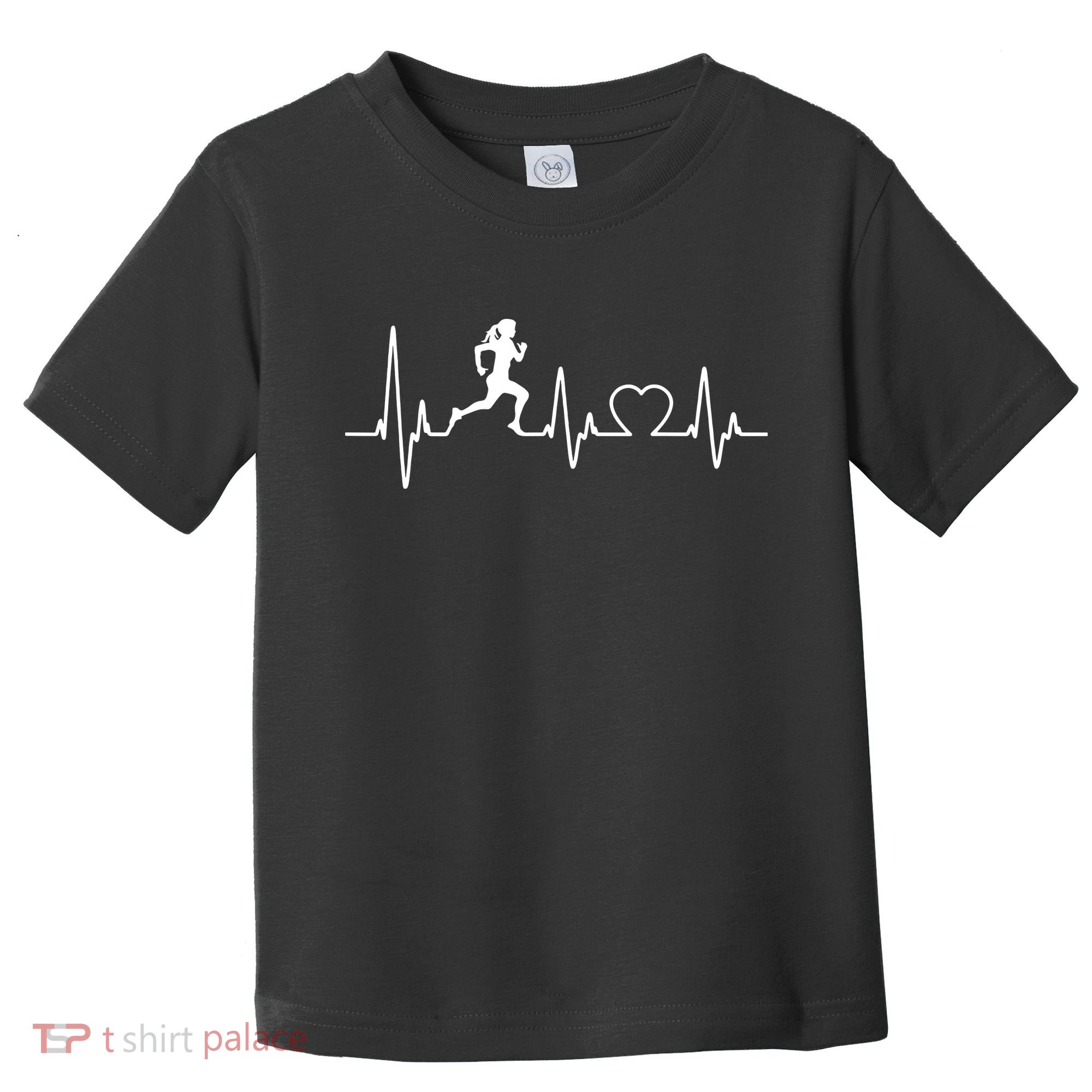 Running Girl Heartbeat 5k Marathon Female Athlete Runner Toddler T-Shirt