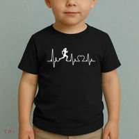 Running Girl Heartbeat 5k Marathon Female Athlete Runner Toddler T-Shirt thumb 2