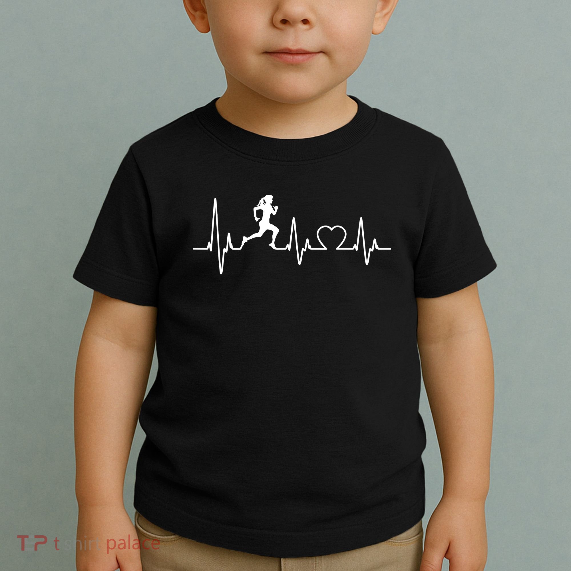 Running Girl Heartbeat 5k Marathon Female Athlete Runner Toddler T-Shirt