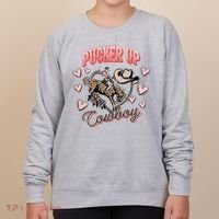Retro Groovy Howdy Valentines Cowboy Hat Pucker Up! Women's Sweatshirt thumb 0