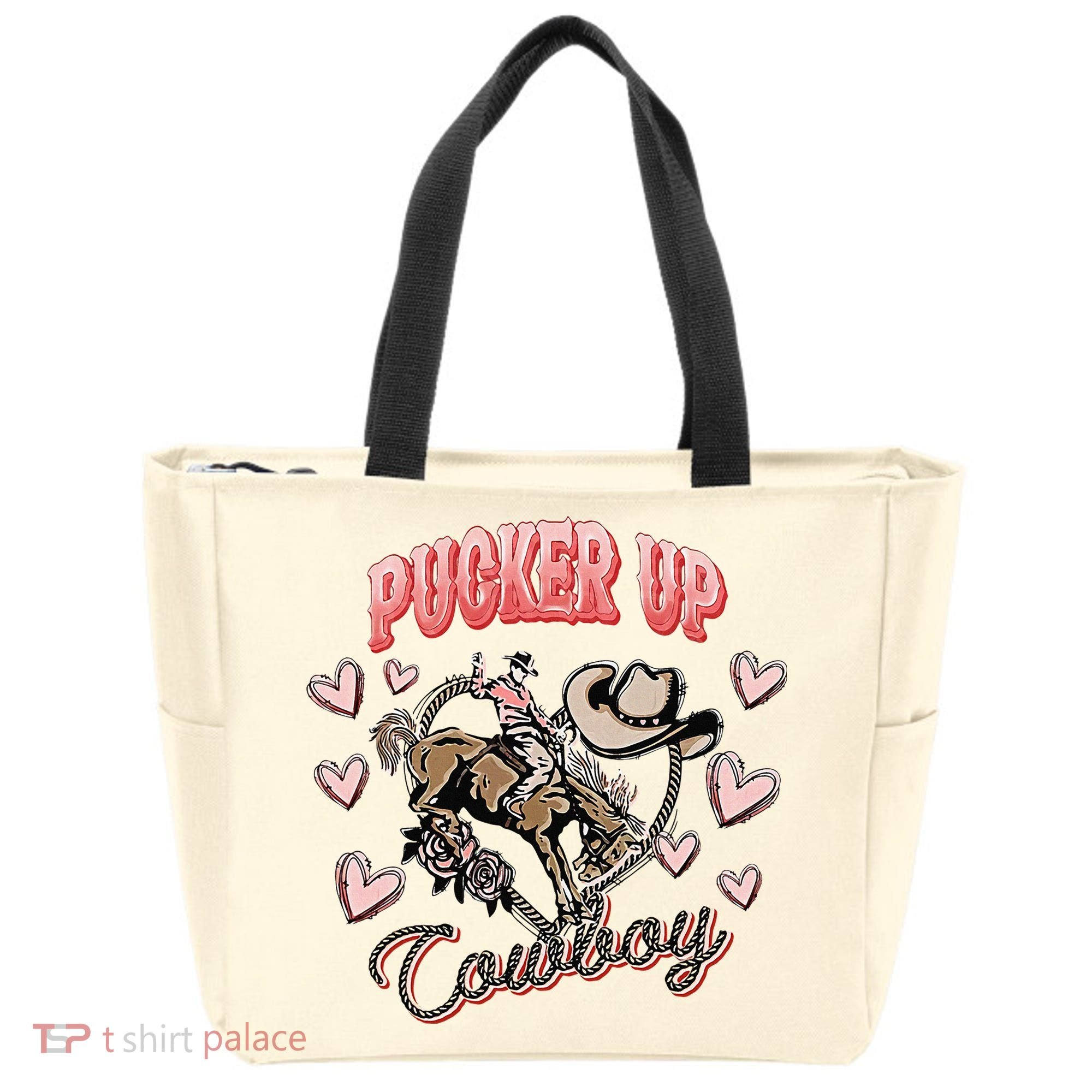 Retro Groovy Howdy Valentines Cowboy Hat Pucker Up! Tote Bag