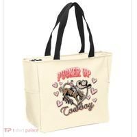 Retro Groovy Howdy Valentines Cowboy Hat Pucker Up! Tote Bag thumb 2