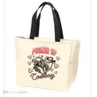 Retro Groovy Howdy Valentines Cowboy Hat Pucker Up! Tote Bag thumb 3