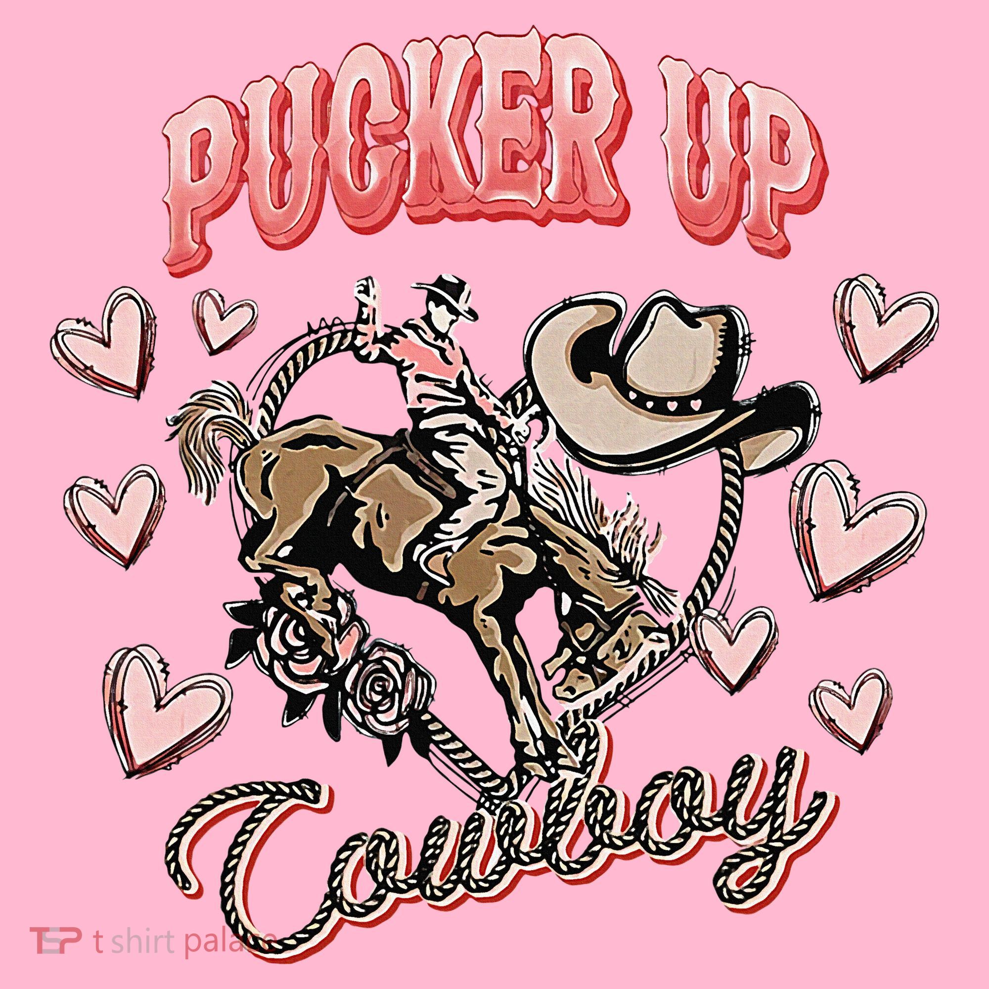 Retro Groovy Howdy Valentines Cowboy Hat Pucker Up! Coaster