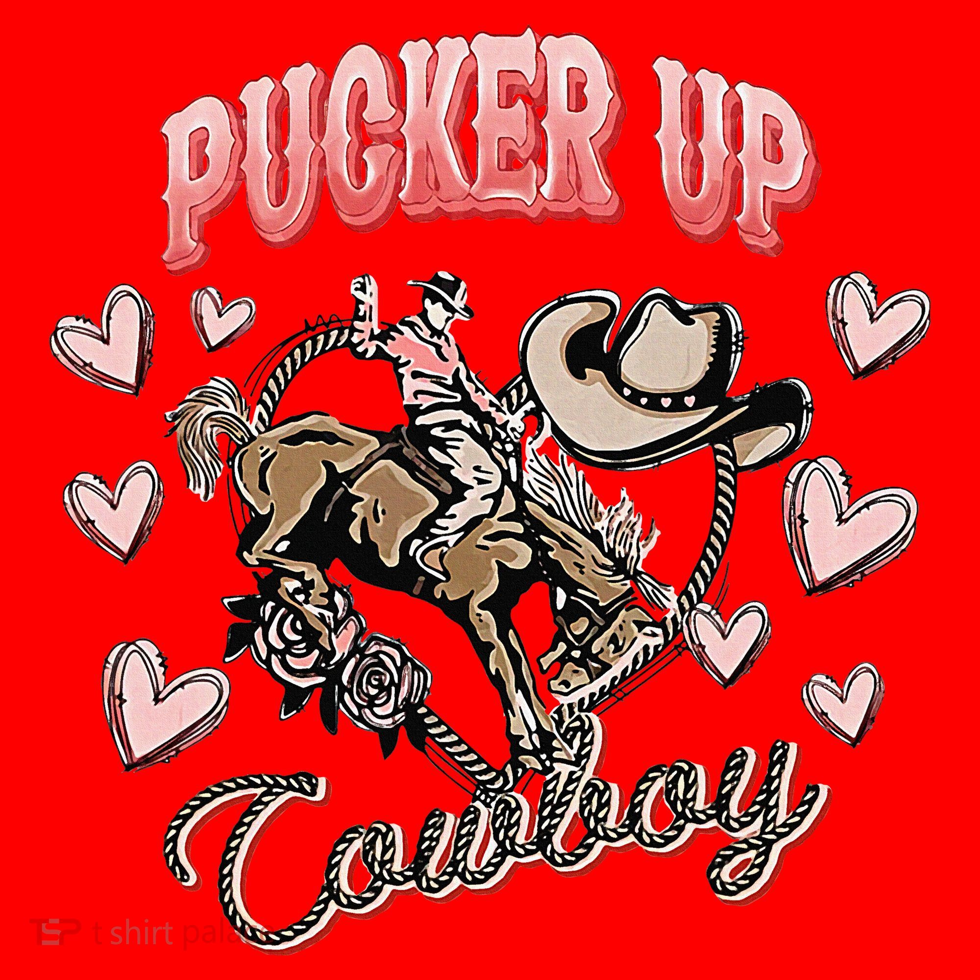 Retro Groovy Howdy Valentines Cowboy Hat Pucker Up! Santa Hat
