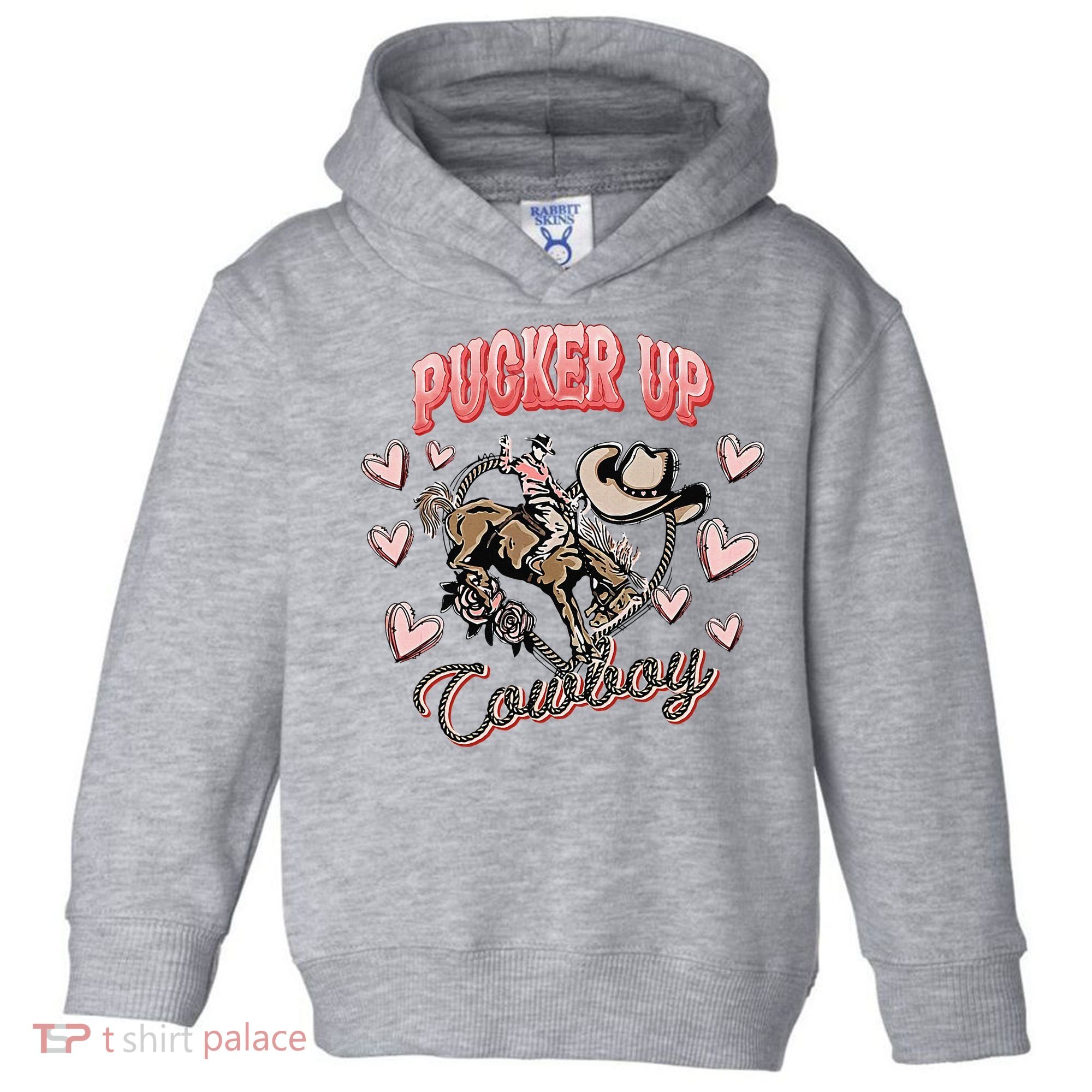 Retro Groovy Howdy Valentines Cowboy Hat Pucker Up! Toddler Hoodie