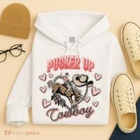 Retro Groovy Howdy Valentines Cowboy Hat Pucker Up! Hoodie thumb 4