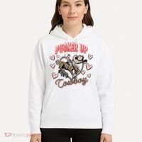 Retro Groovy Howdy Valentines Cowboy Hat Pucker Up! Hoodie thumb 5