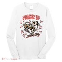Retro Groovy Howdy Valentines Cowboy Hat Pucker Up! Long Sleeve Shirt thumb 0