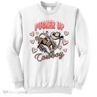 Retro Groovy Howdy Valentines Cowboy Hat Pucker Up! Sweatshirt thumb 0