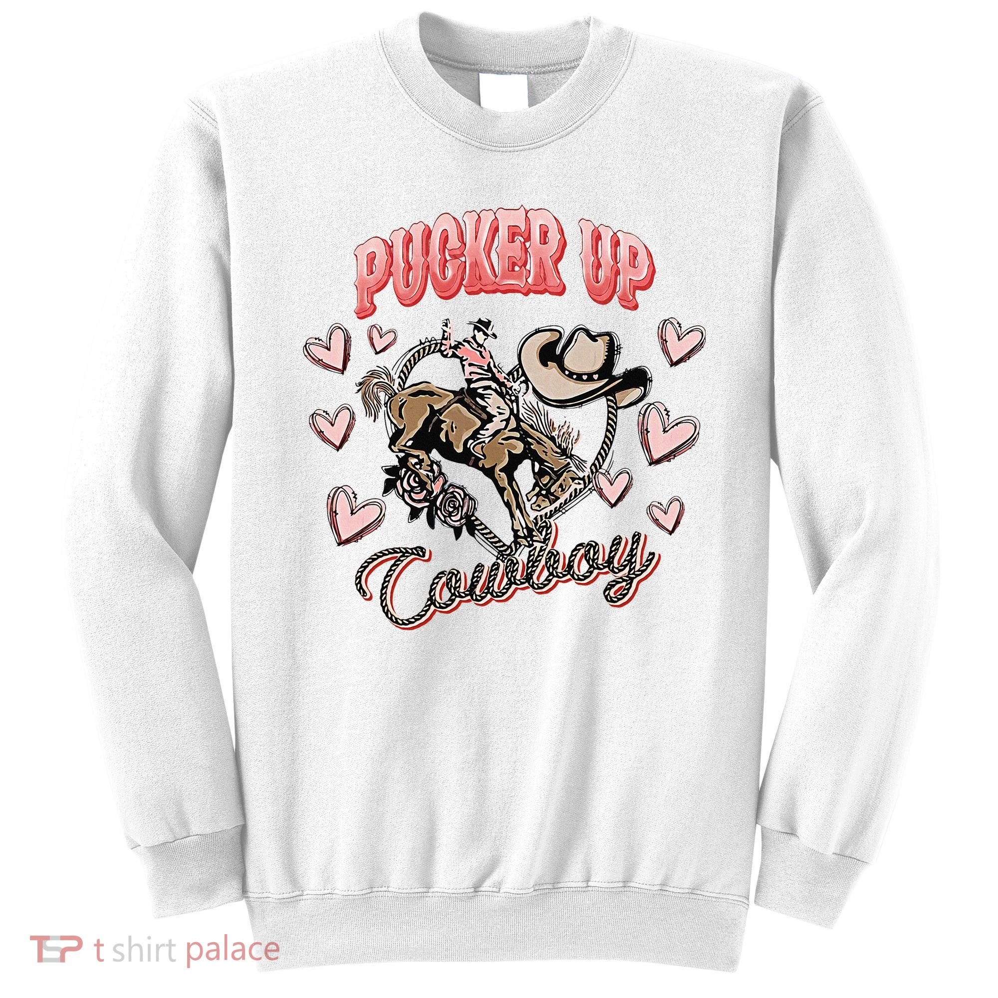 Retro Groovy Howdy Valentines Cowboy Hat Pucker Up! Sweatshirt