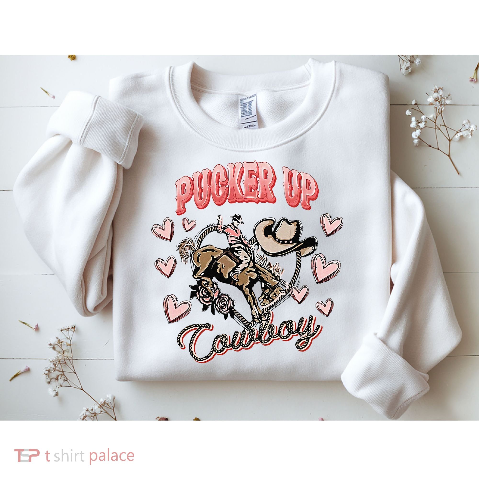 Retro Groovy Howdy Valentines Cowboy Hat Pucker Up! Sweatshirt