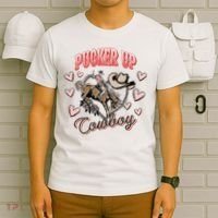 Retro Groovy Howdy Valentines Cowboy Hat Pucker Up! T-Shirt thumb 6