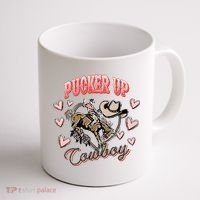 Retro Groovy Howdy Valentines Cowboy Hat Pucker Up! Coffee Mug thumb 1