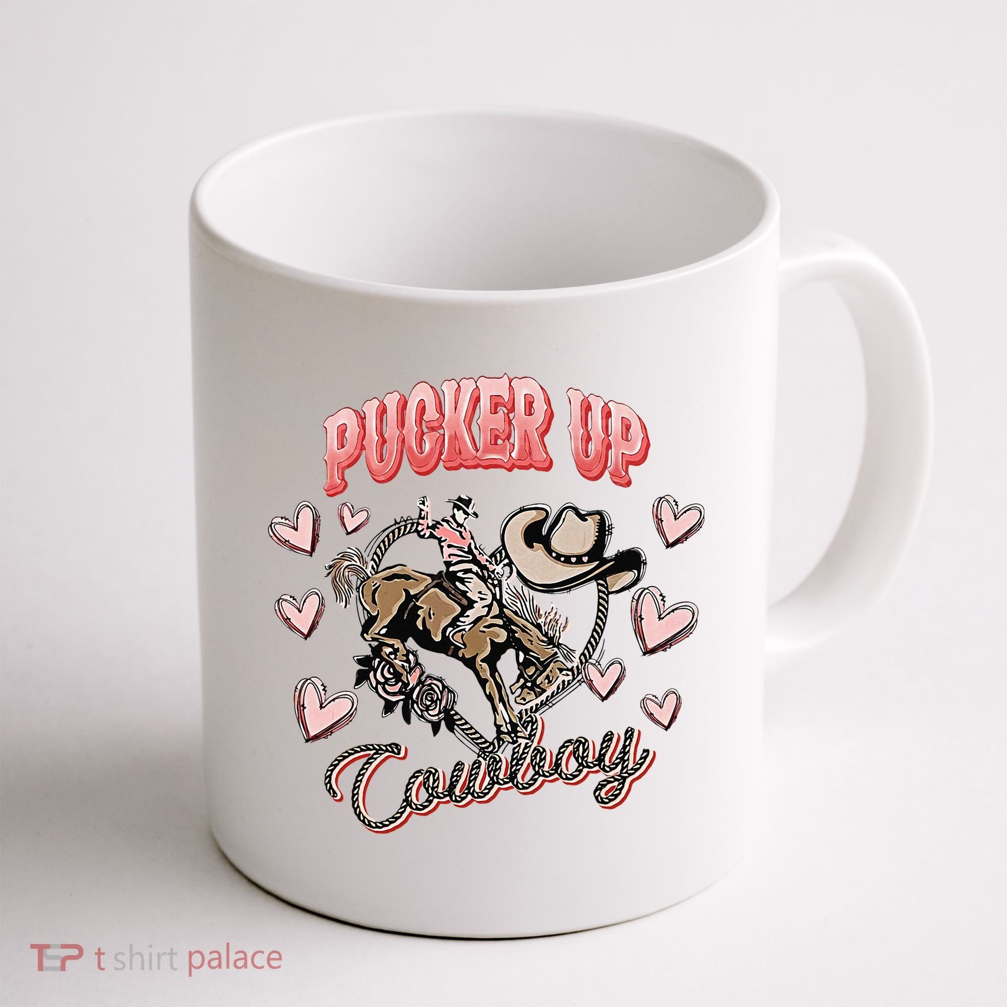 Retro Groovy Howdy Valentines Cowboy Hat Pucker Up! Coffee Mug