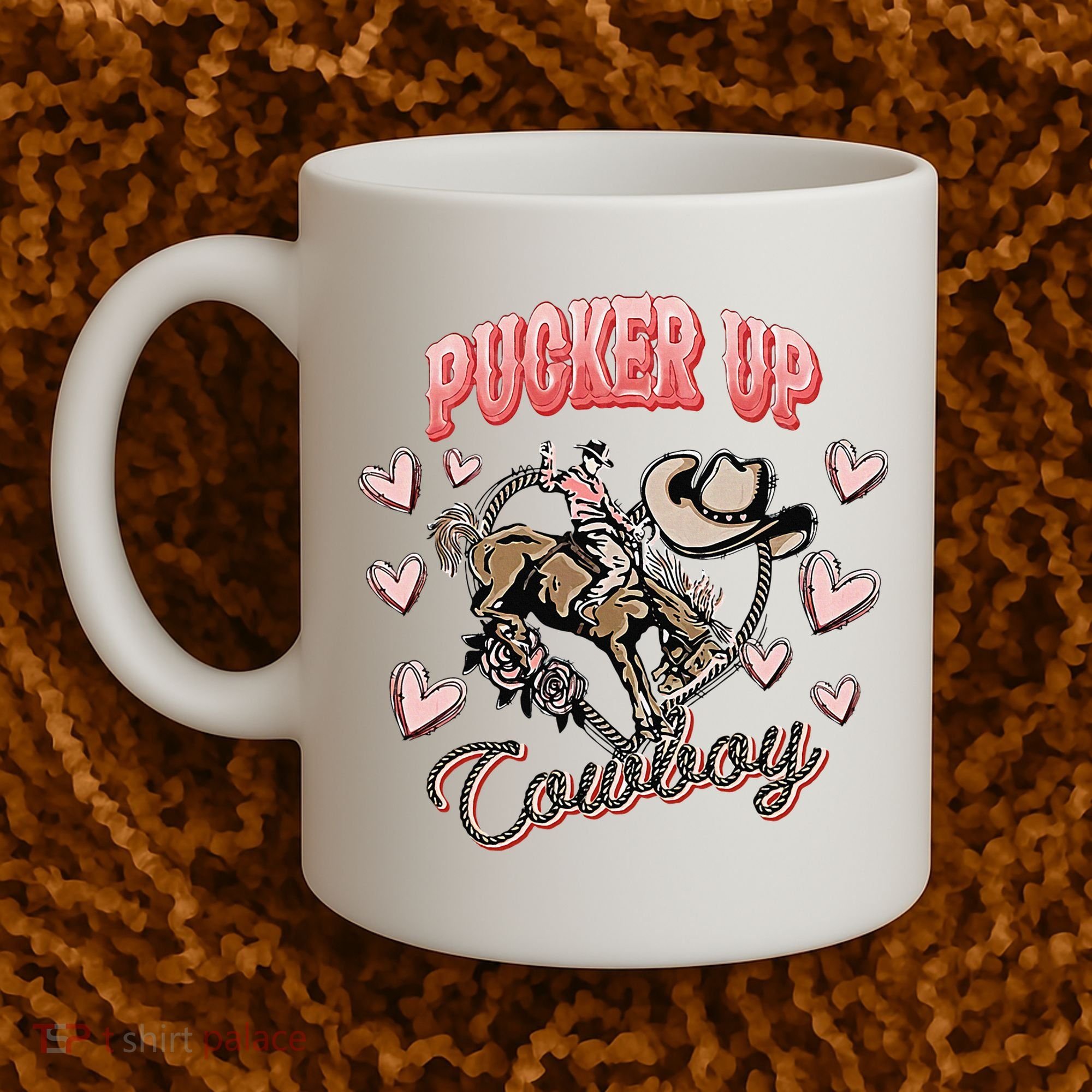 Retro Groovy Howdy Valentines Cowboy Hat Pucker Up! Coffee Mug