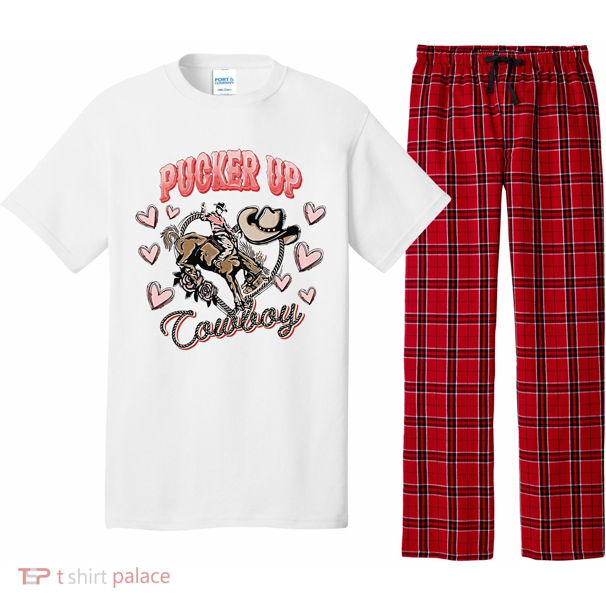 Retro Groovy Howdy Valentines Cowboy Hat Pucker Up! Pajama Set