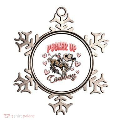 Retro Groovy Howdy Valentines Cowboy Hat Pucker Up! Ornament