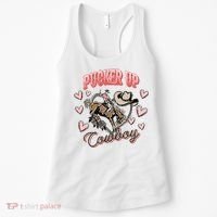 Retro Groovy Howdy Valentines Cowboy Hat Pucker Up! Women's Tank Top thumb 0