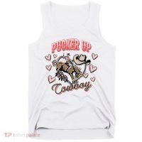 Retro Groovy Howdy Valentines Cowboy Hat Pucker Up! Tank Top thumb 0