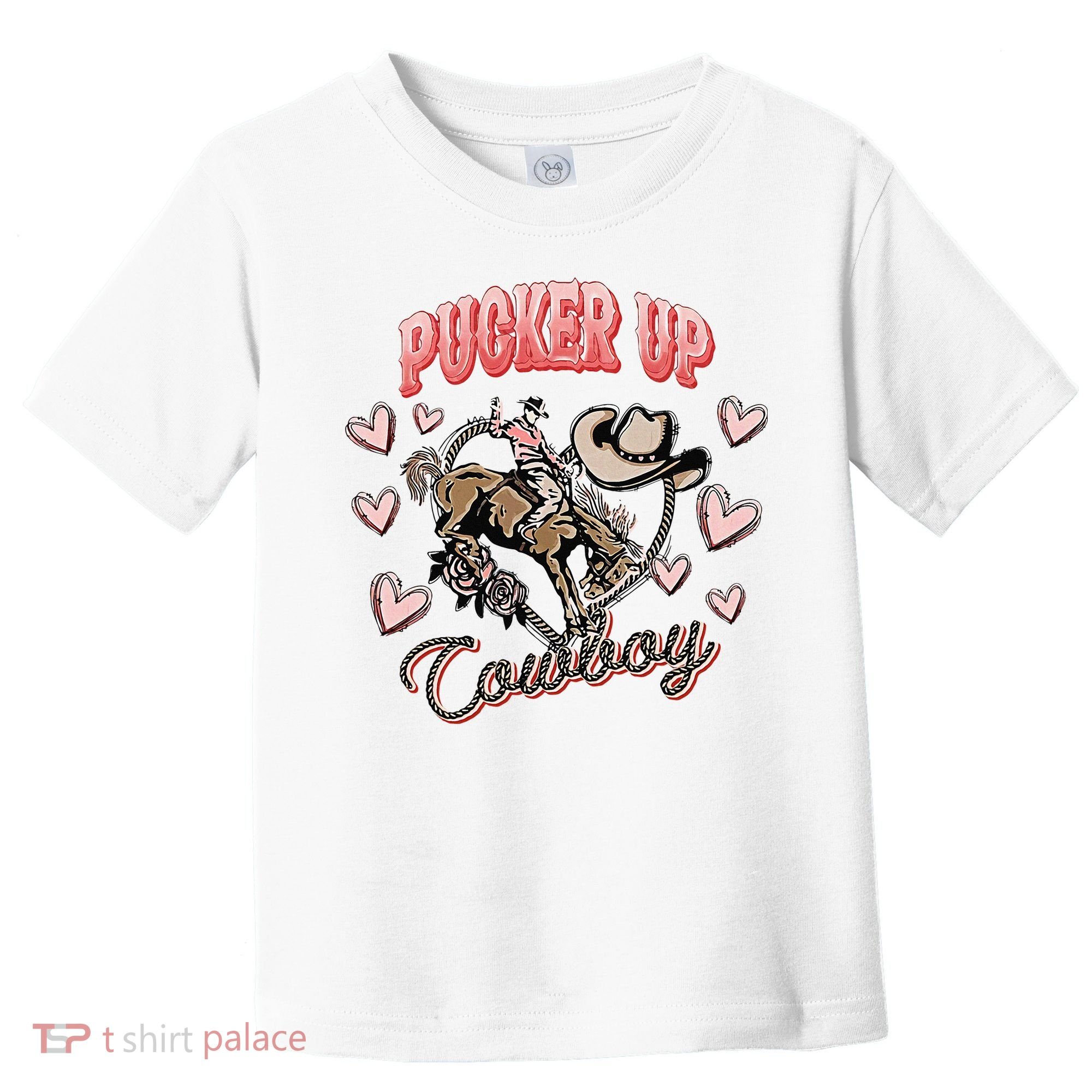 Retro Groovy Howdy Valentines Cowboy Hat Pucker Up! Toddler T-Shirt