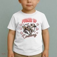 Retro Groovy Howdy Valentines Cowboy Hat Pucker Up! Toddler T-Shirt thumb 2