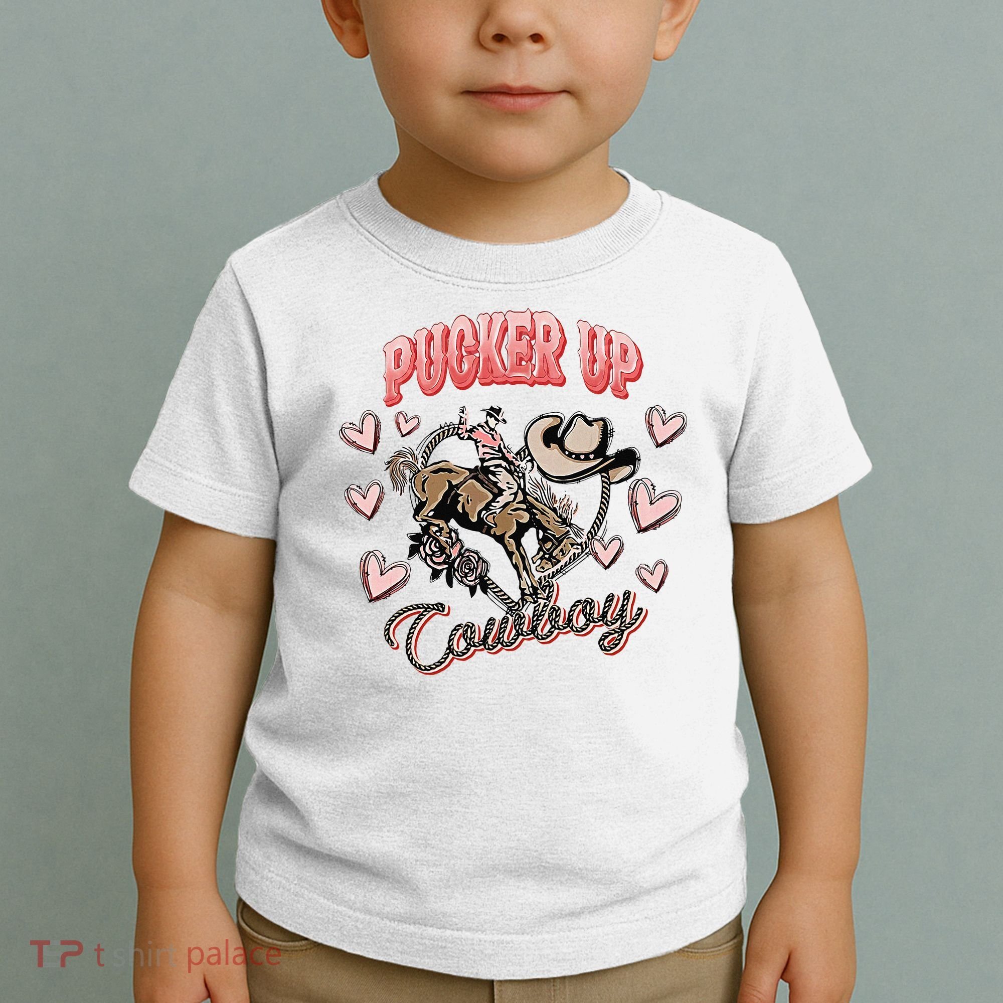 Retro Groovy Howdy Valentines Cowboy Hat Pucker Up! Toddler T-Shirt