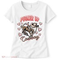 Retro Groovy Howdy Valentines Cowboy Hat Pucker Up! Women's T-Shirt thumb 0