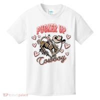 Retro Groovy Howdy Valentines Cowboy Hat Pucker Up! Kids T-Shirt thumb 0