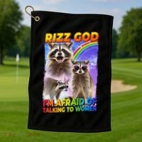 Rizz God IM Afraid Of Talking To Women Golf Towel thumb 1