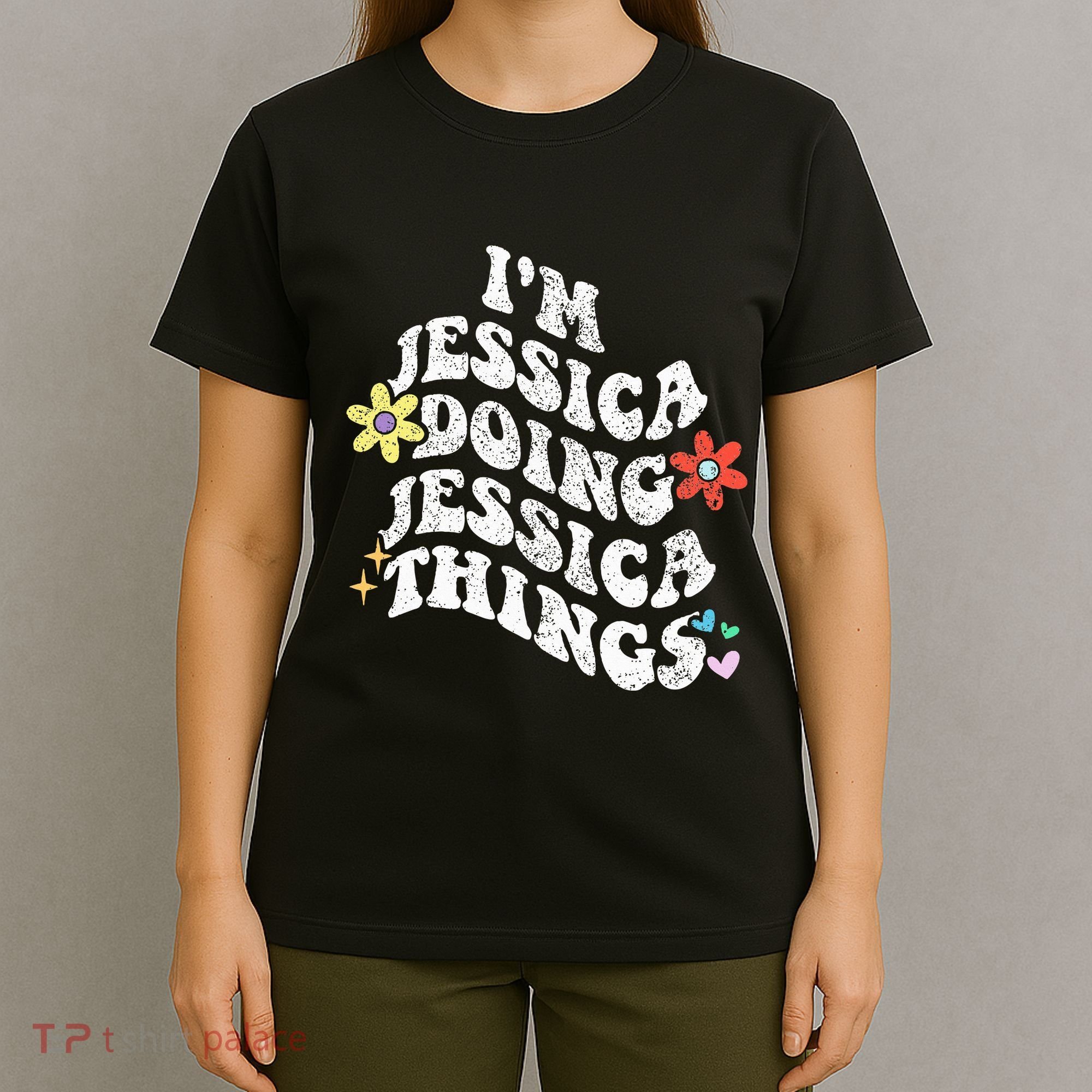 Retro Groovy Im Jessica Doing Jessica Things Funny MotherS T-Shirt