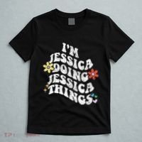 Retro Groovy Im Jessica Doing Jessica Things Funny MotherS T-Shirt thumb 5