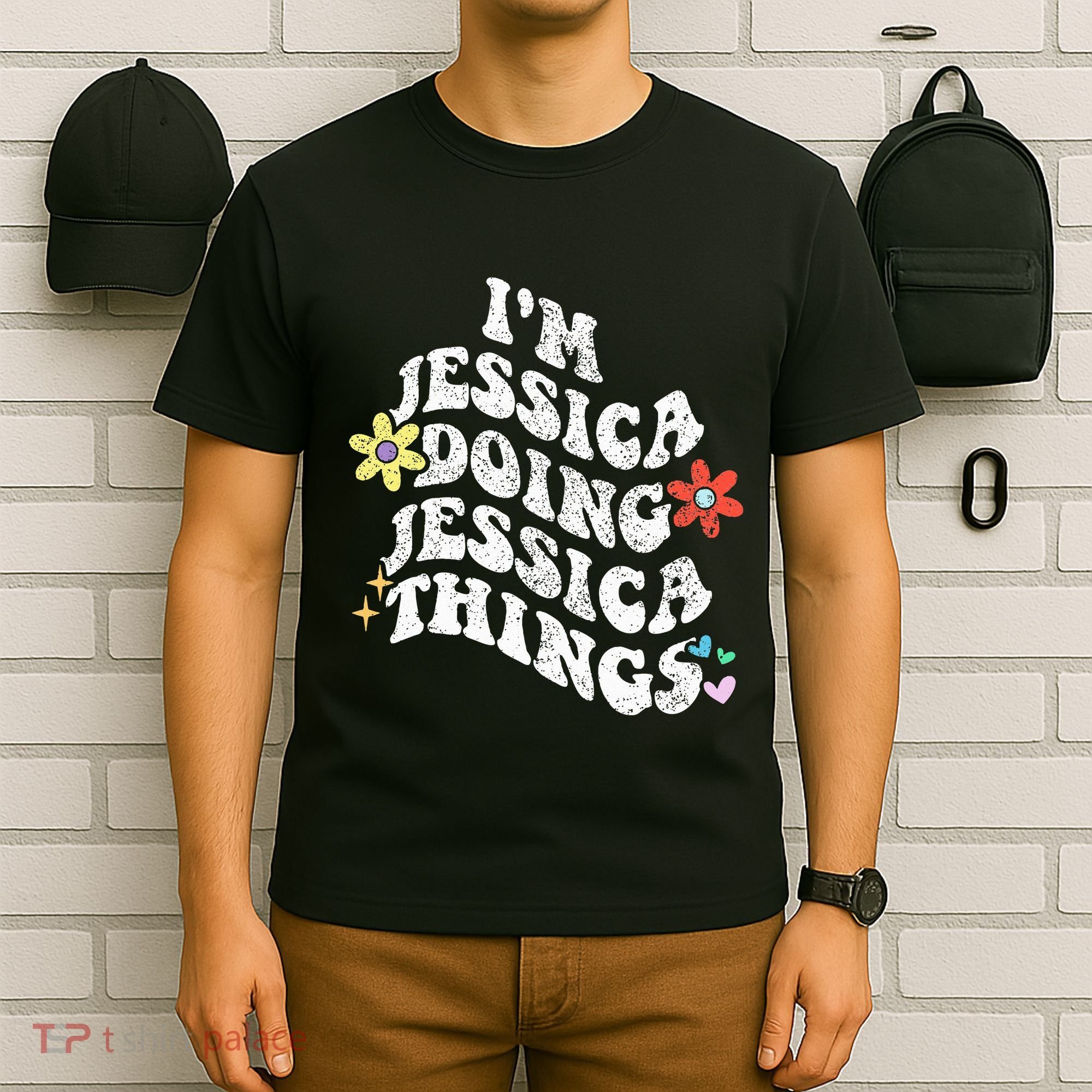 Retro Groovy Im Jessica Doing Jessica Things Funny MotherS T-Shirt