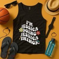 Retro Groovy Im Jessica Doing Jessica Things Funny MotherS Tank Top thumb 4