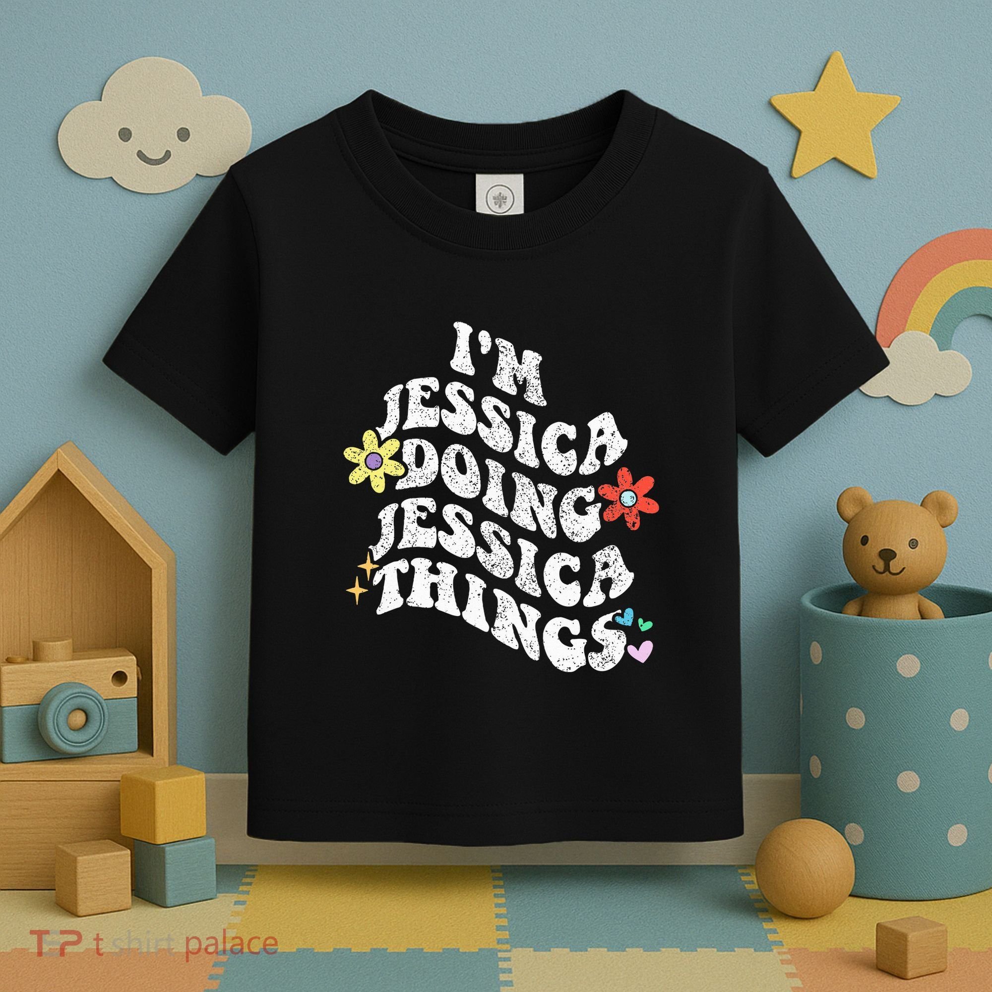Retro Groovy Im Jessica Doing Jessica Things Funny MotherS Toddler T-Shirt