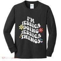 Retro Groovy Im Jessica Doing Jessica Things Funny MotherS Kids Long Sleeve Shirt thumb 0