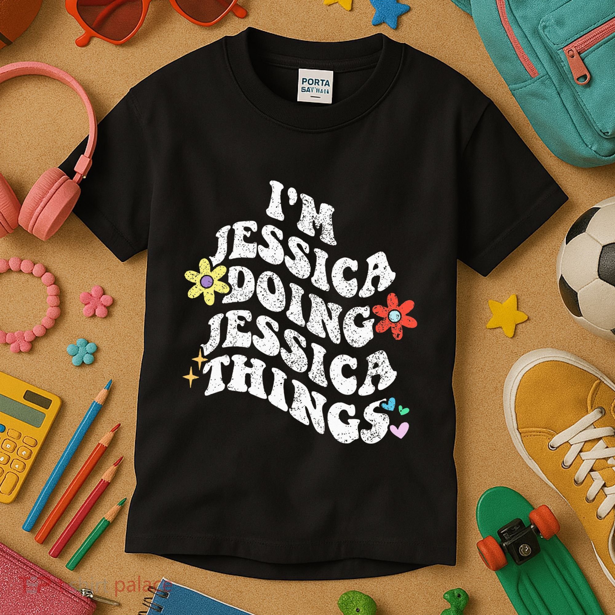 Retro Groovy Im Jessica Doing Jessica Things Funny MotherS Kids T-Shirt