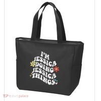 Retro Groovy Im Jessica Doing Jessica Things Funny MotherS Tote Bag thumb 3