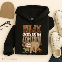 Relax God Is In Control Christian Bible Quote Sloth Hoodie thumb 4