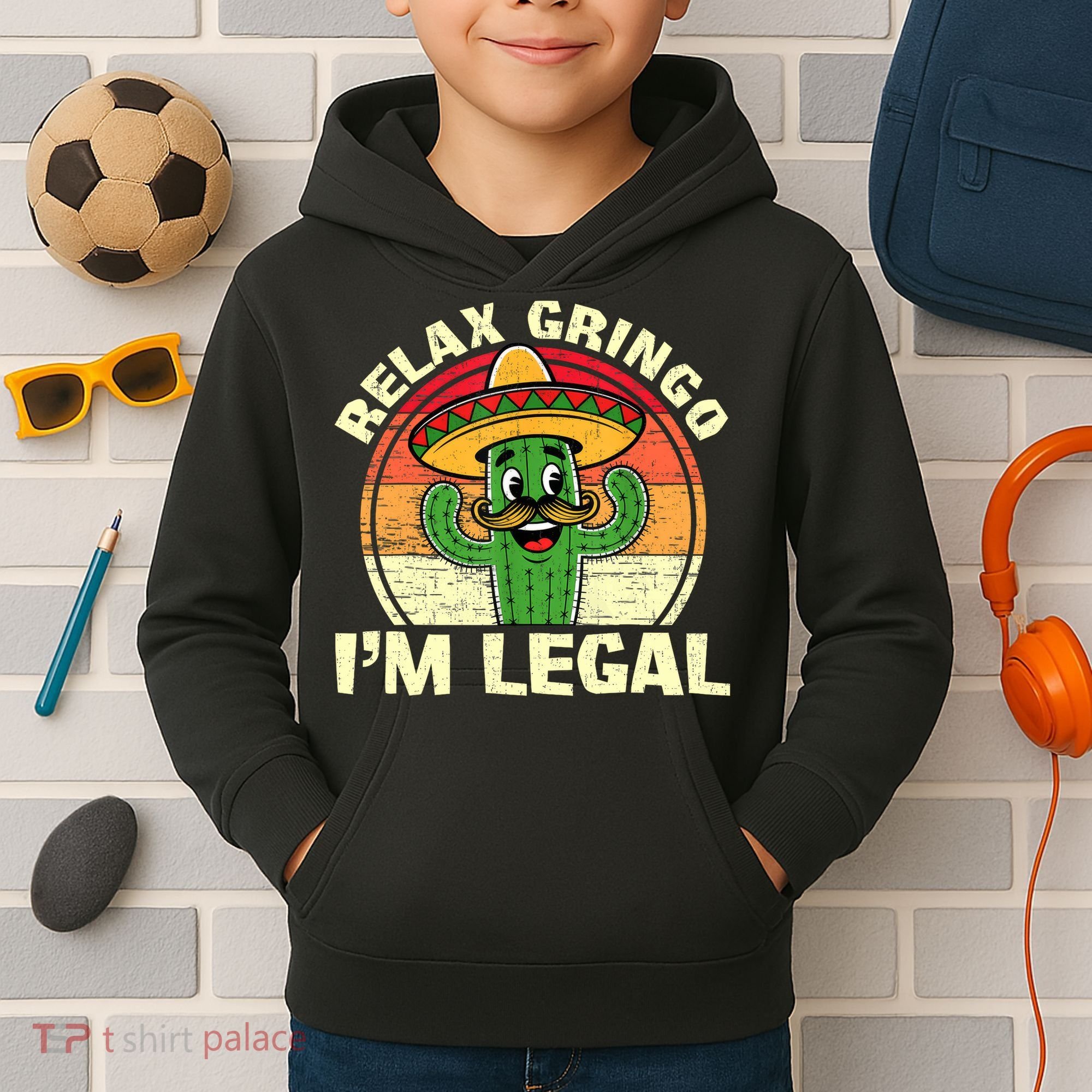 Relax Gringo I'm Legal Funny Cinco De Mayo Mexican Immigrant  Kids Hoodie