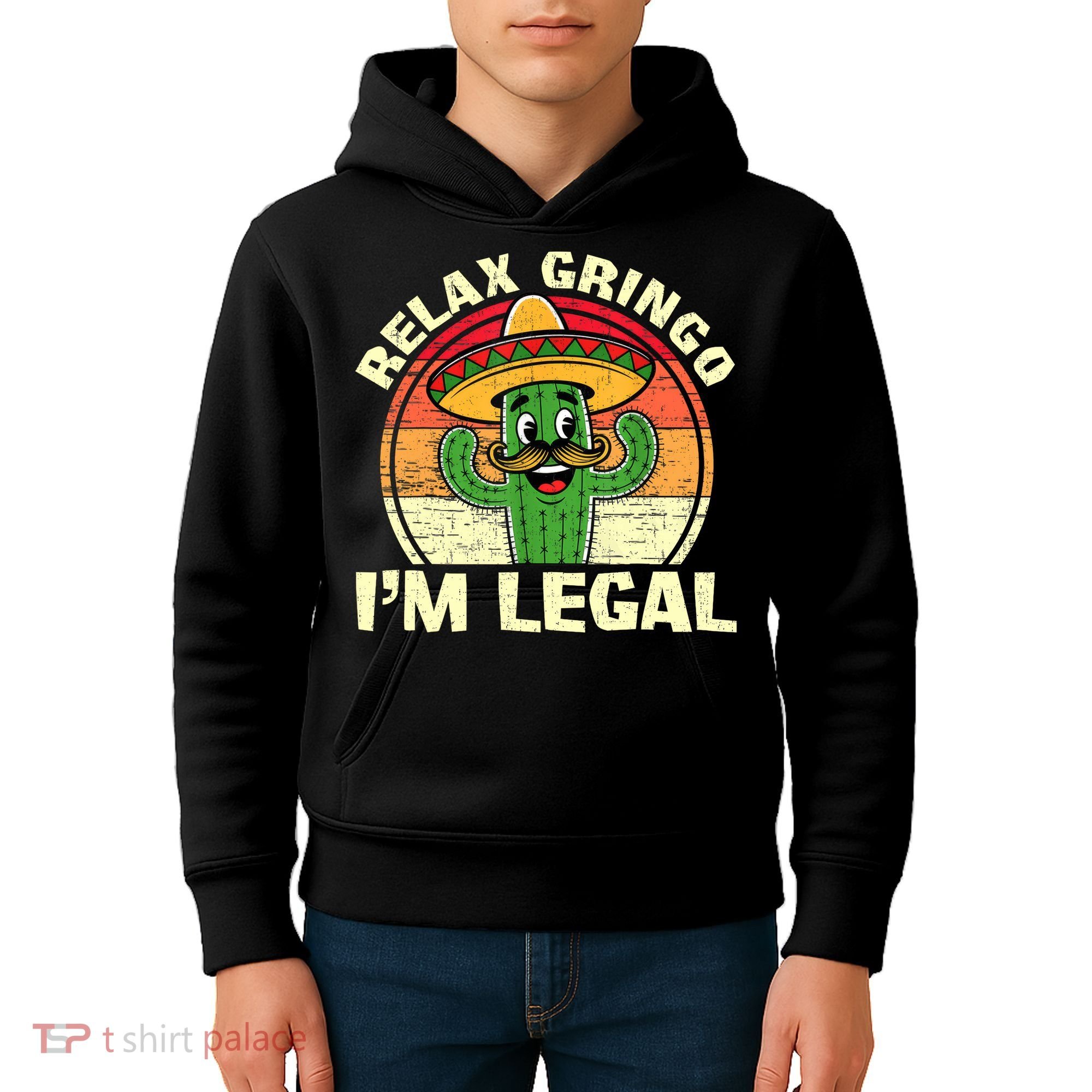 Relax Gringo I'm Legal Funny Cinco De Mayo Mexican Immigrant  Kids Hoodie