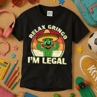 Relax Gringo I'm Legal Funny Cinco De Mayo Mexican Immigrant  Kids T-Shirt thumb 3